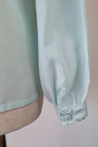 Vintage 70s Robert Lin International Blue Embroidered Blouse Size 10