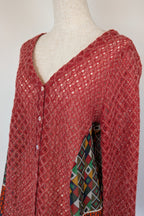Ellis & Dewey White Label Red Wool Blend Panel Cardigan Size S