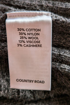 Country Road Grey Wool Cashmere Blend Rib Knit Sleeveless Turtleneck Jumper Size XS
