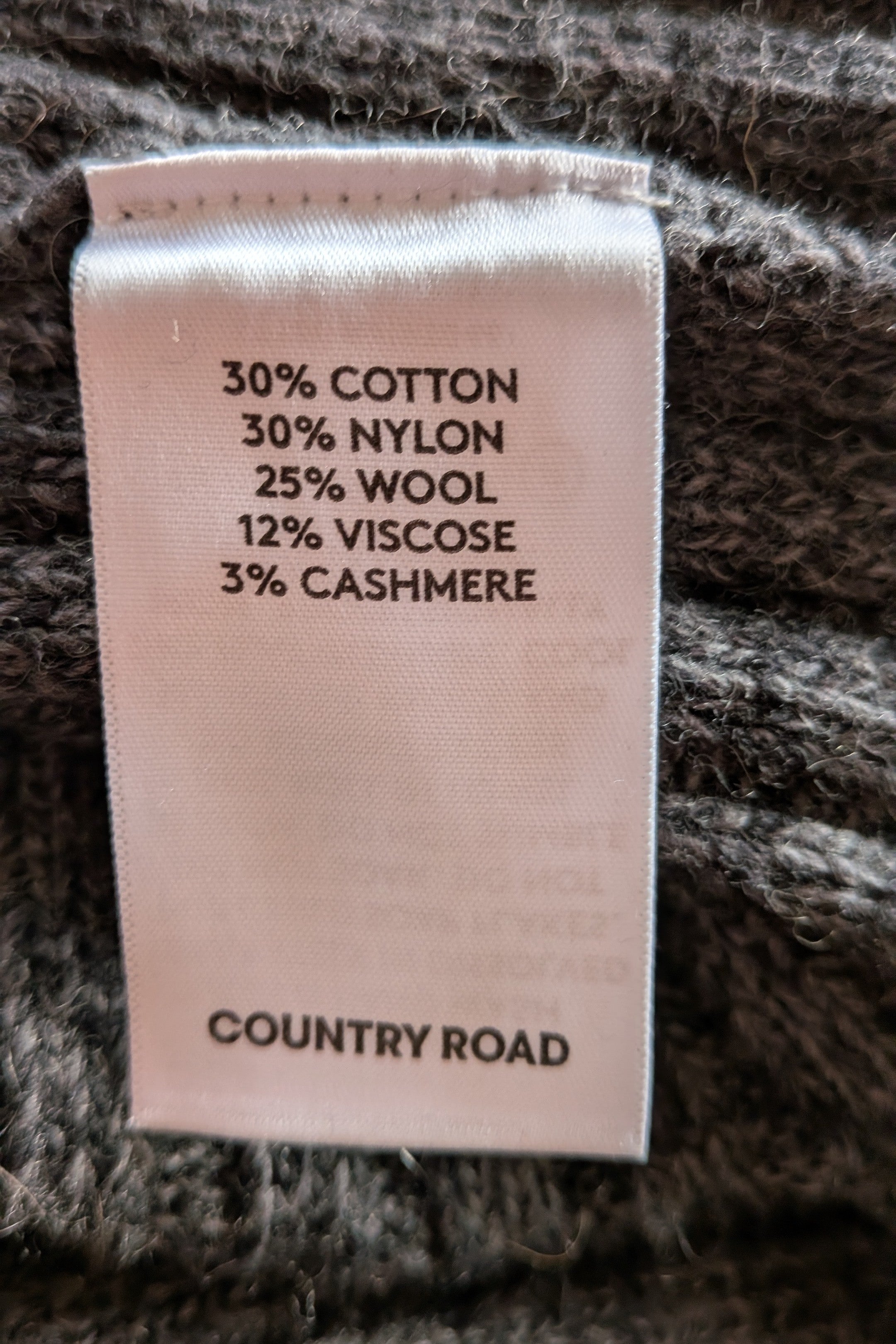 Country Road Grey Wool Cashmere Blend Rib Knit Sleeveless Turtleneck Jumper Size XS