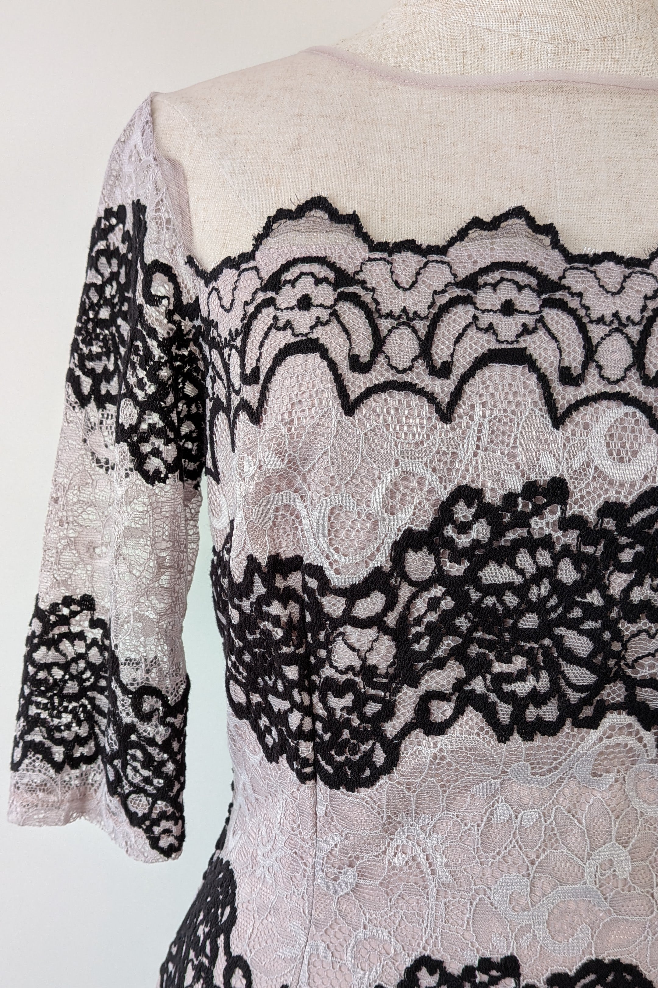 Little Mistress Black & Lilac Lace Bodycon Dress Size 8 Brand New With Tags