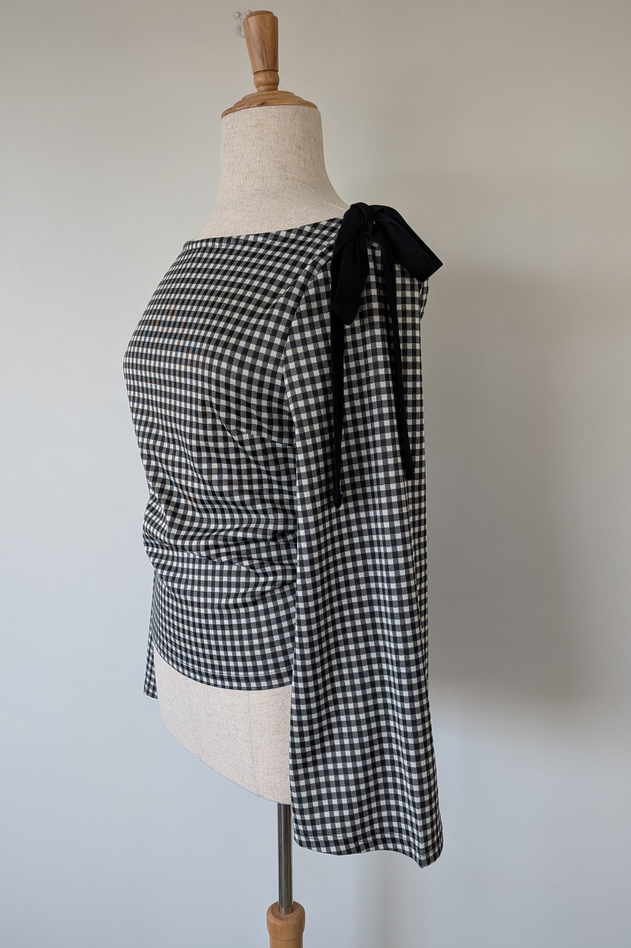 Cider Boat Neck Gingham Bowknot Ruched Long Sleeve Top Size 2XL Brand New With Tags RRP $60