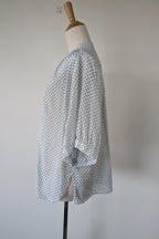 Country Road Blue Geometric Cotton Puff Sleeve Shirt Size S