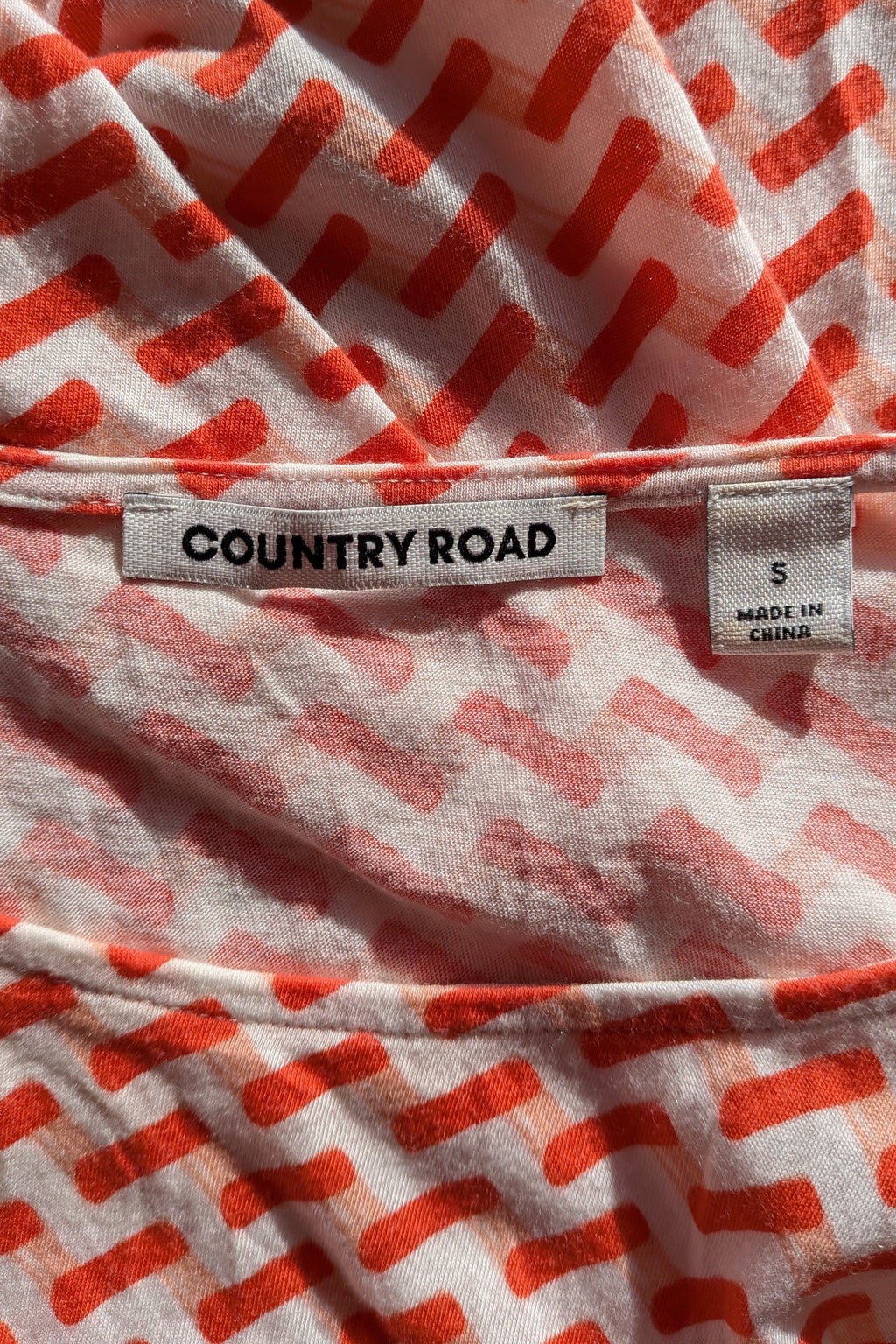 Country Road Geometric Red White Print Top Size S