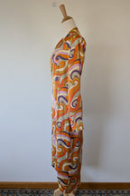 Never Fully Dressed Retro Groove Orange Wrap Midi Dress Size S