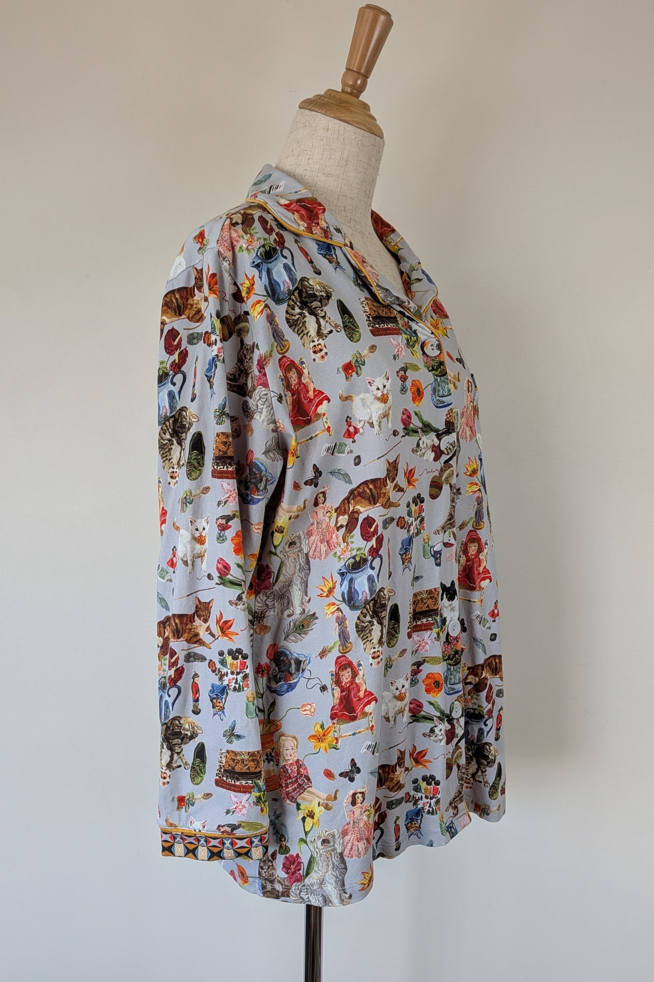 Blue Illusion x Nathalie Lété House of Cats PJ Top Size S