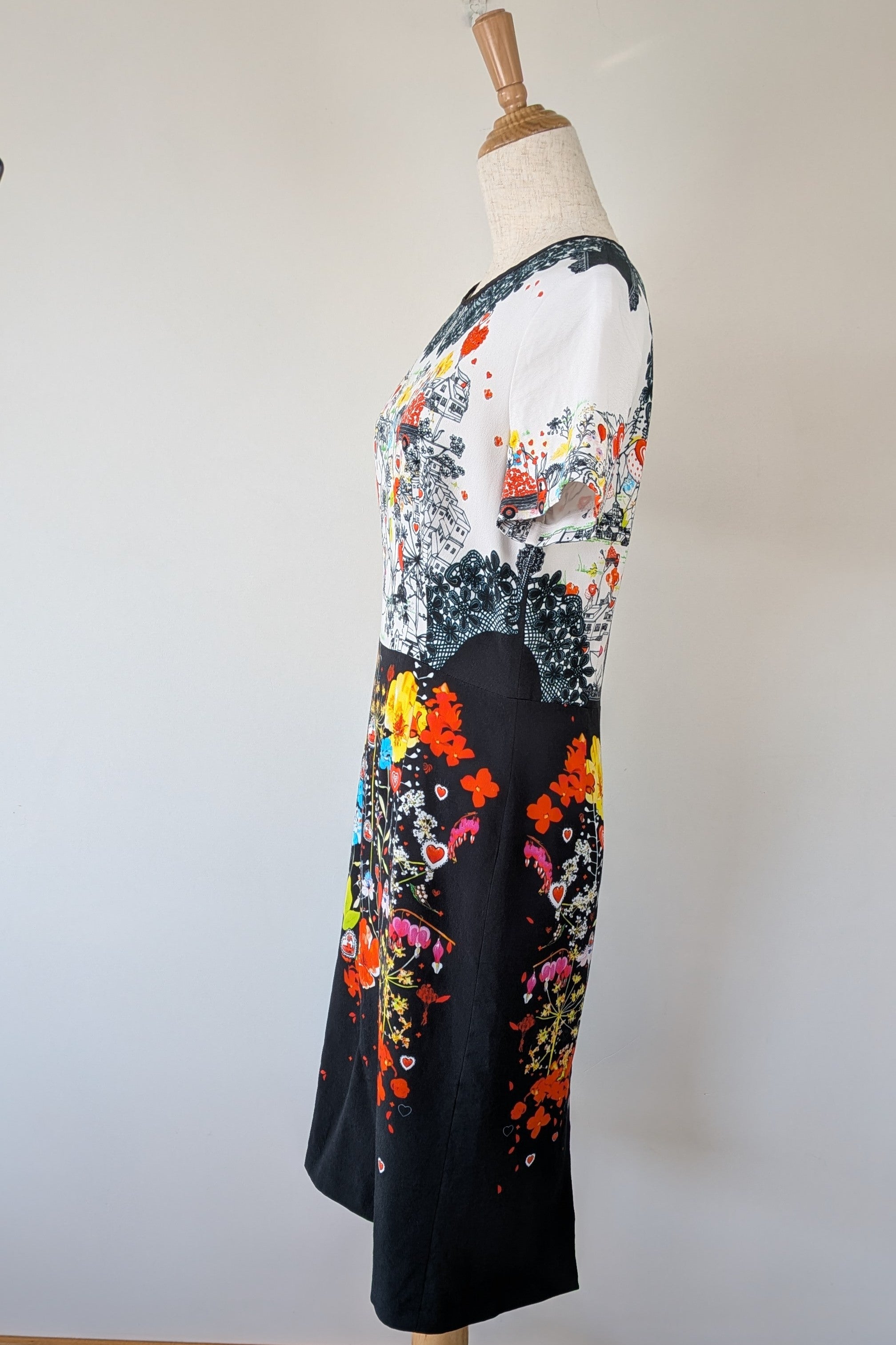 Piccione.Piccione Italian Designer Printed A-Line Dress Size 10/12
