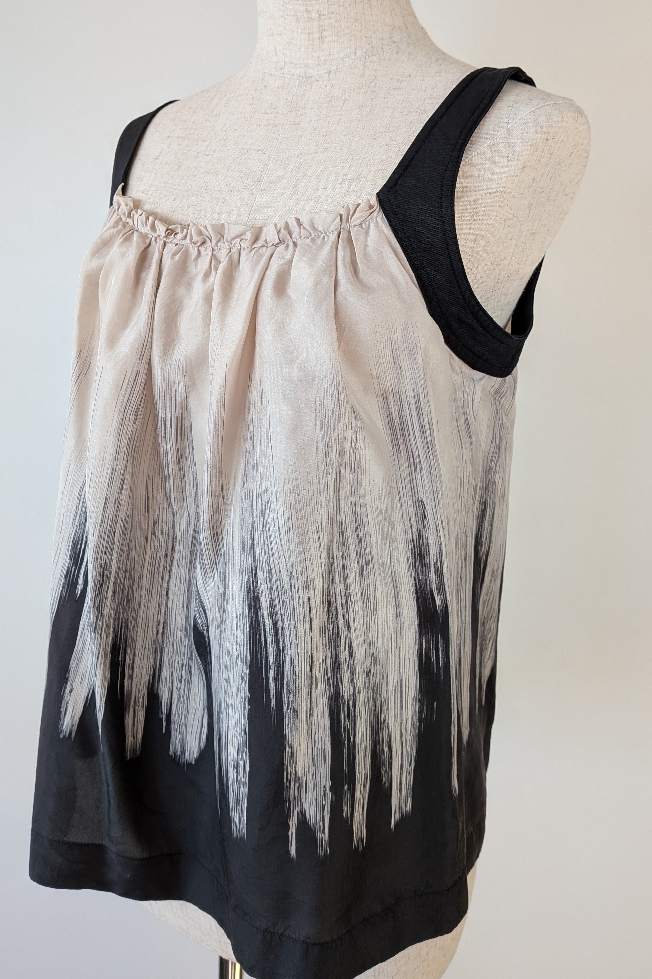 Jane Lamerton Petites Silk Abstract Monochrome Top Size 10