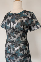 Contony Black Label Metallic Butterfly Sheath Mini Dress Size 14/16
