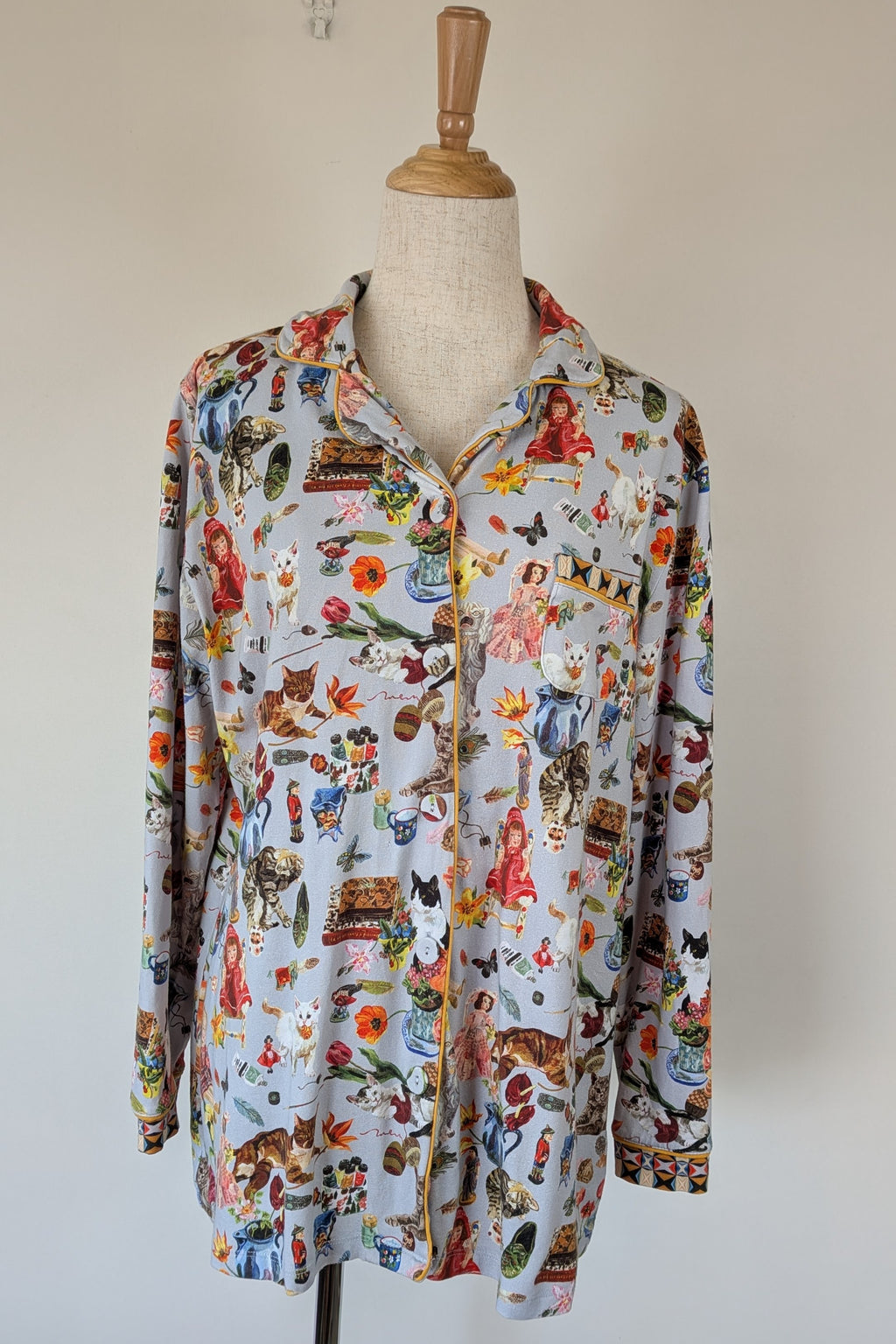 Blue Illusion x Nathalie Lété House of Cats PJ Top Size S