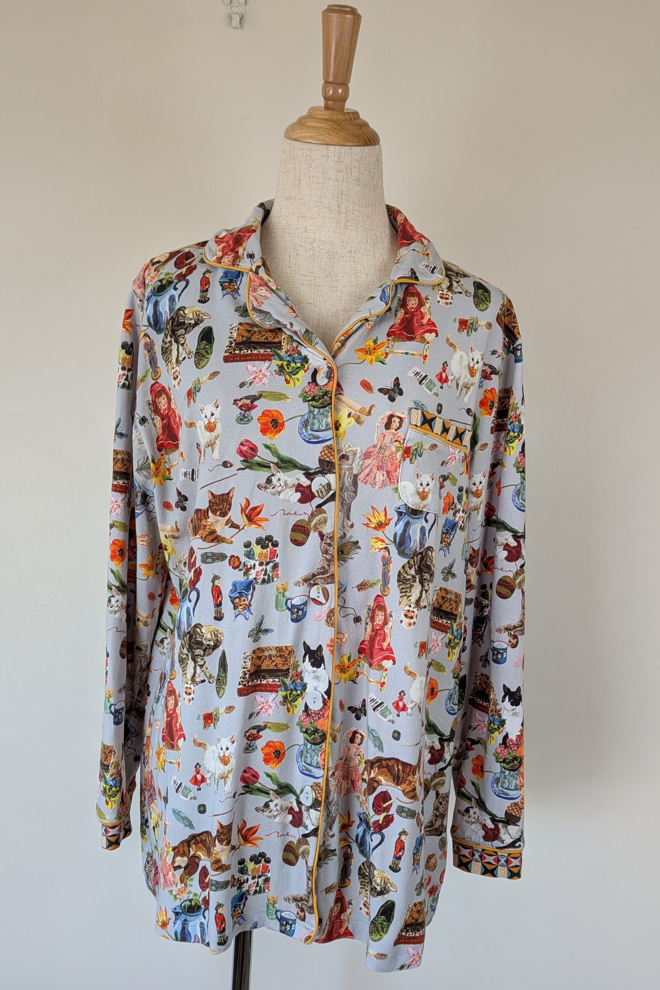 Blue Illusion x Nathalie Lété House of Cats PJ Top Size S