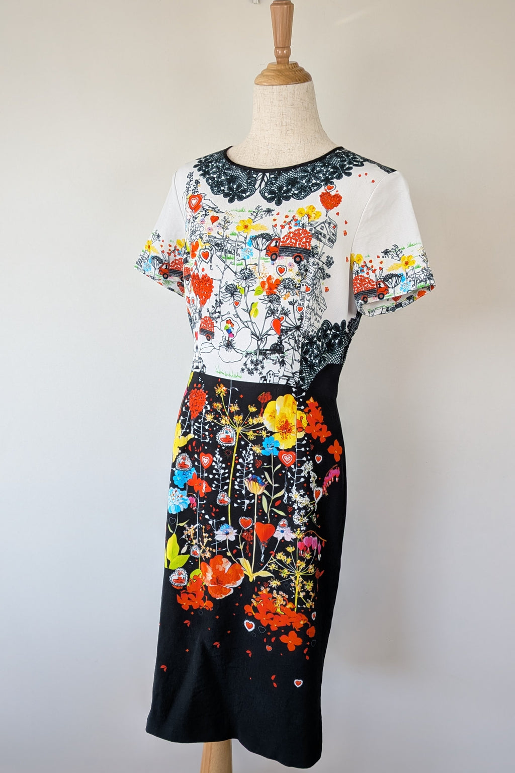 Piccione.Piccione Italian Designer Printed A-Line Dress Size 10/12