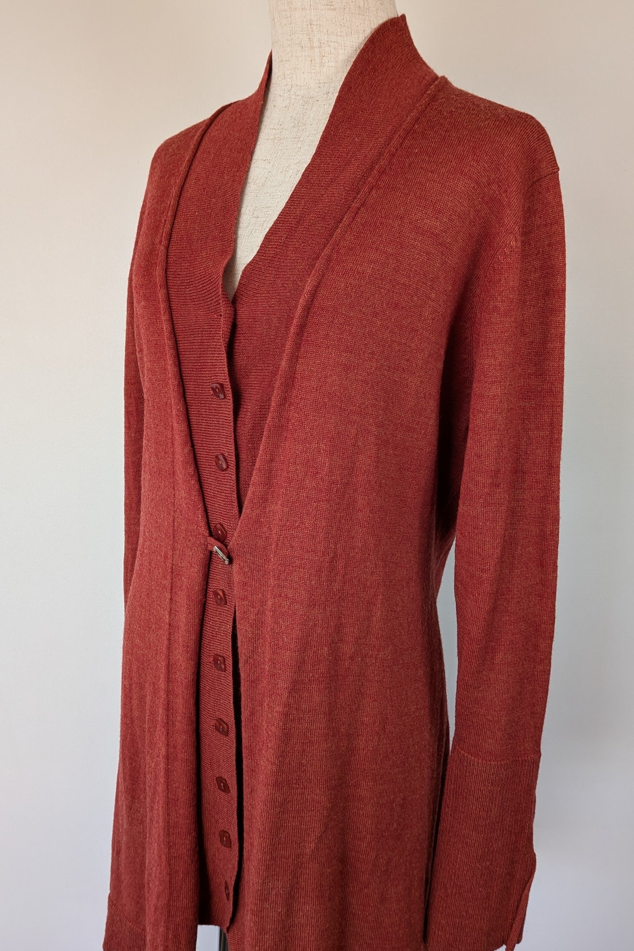 Vintage 90s Meredith Rust Long Cardigan Size 12