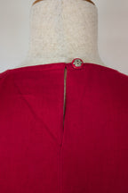 Vintage 90s Motto Red Sleeveless 100% Linen Shirt Size 16