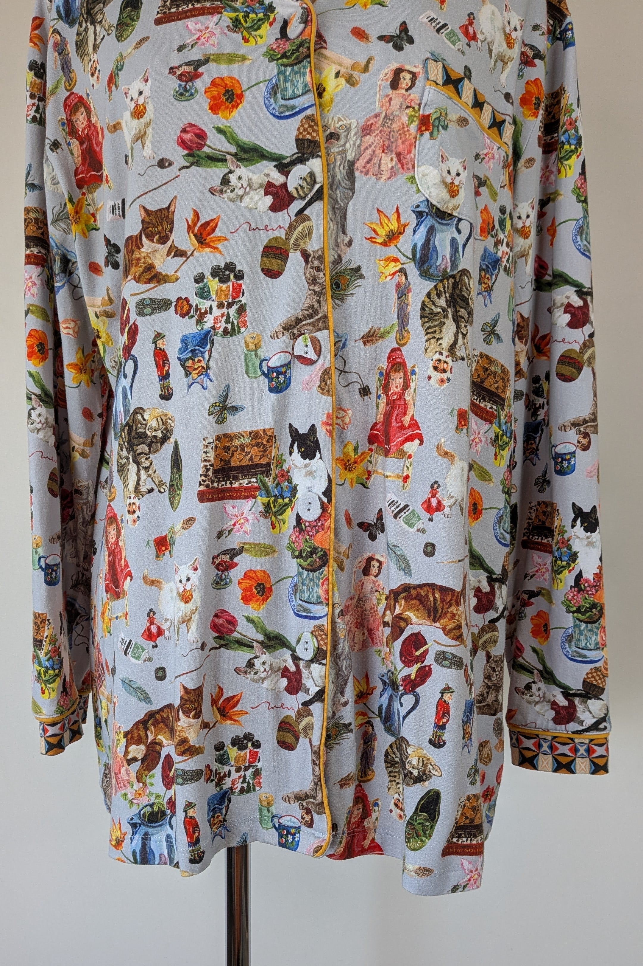 Blue Illusion x Nathalie Lété House of Cats PJ Top Size S