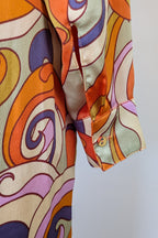 Never Fully Dressed Retro Groove Orange Wrap Midi Dress Size S