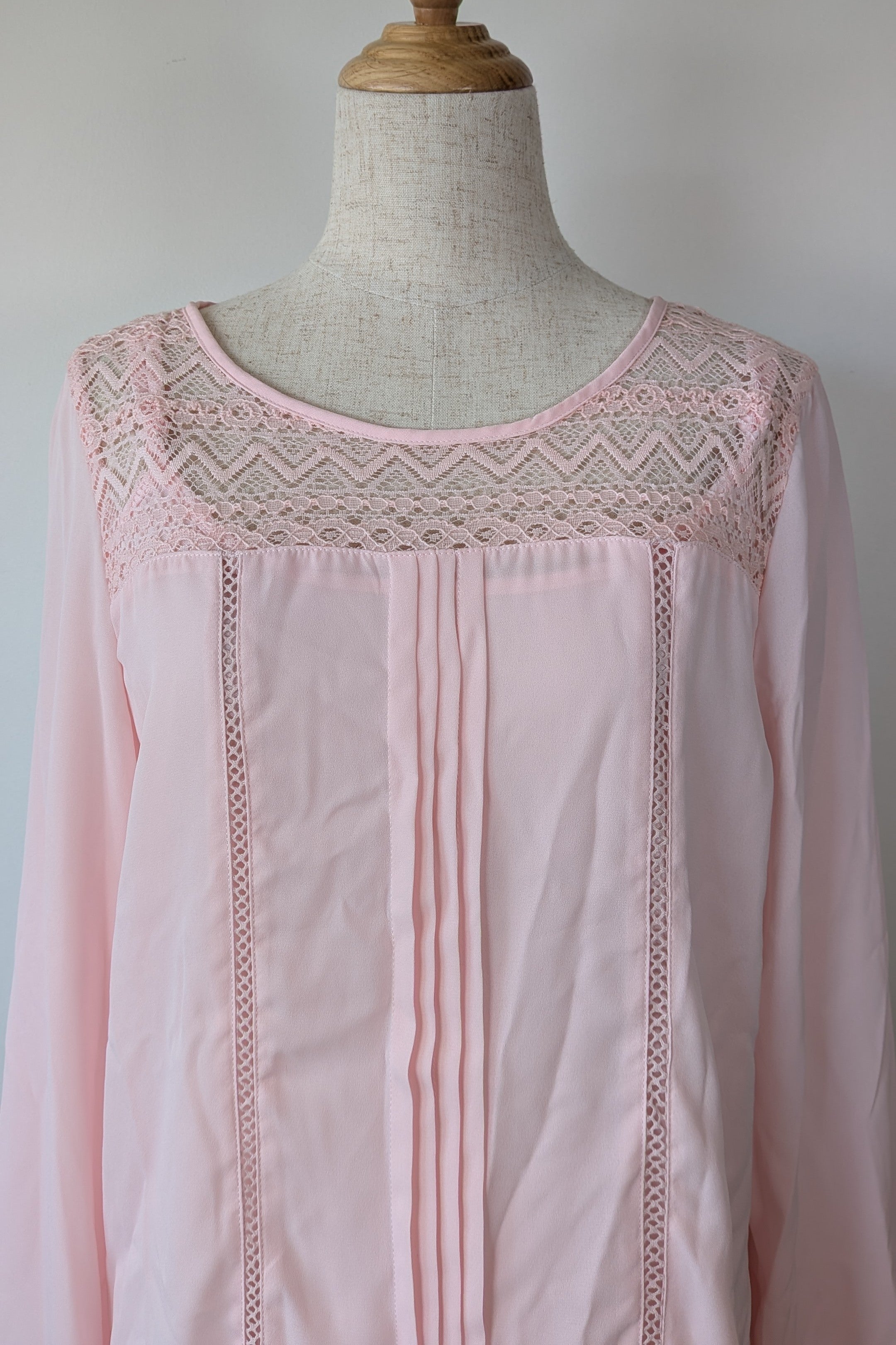 Liz Jordan Rue De Renne Pink Long Sleeve Lace Trim Top Size 14 Brand New With Tags RRP $99.95