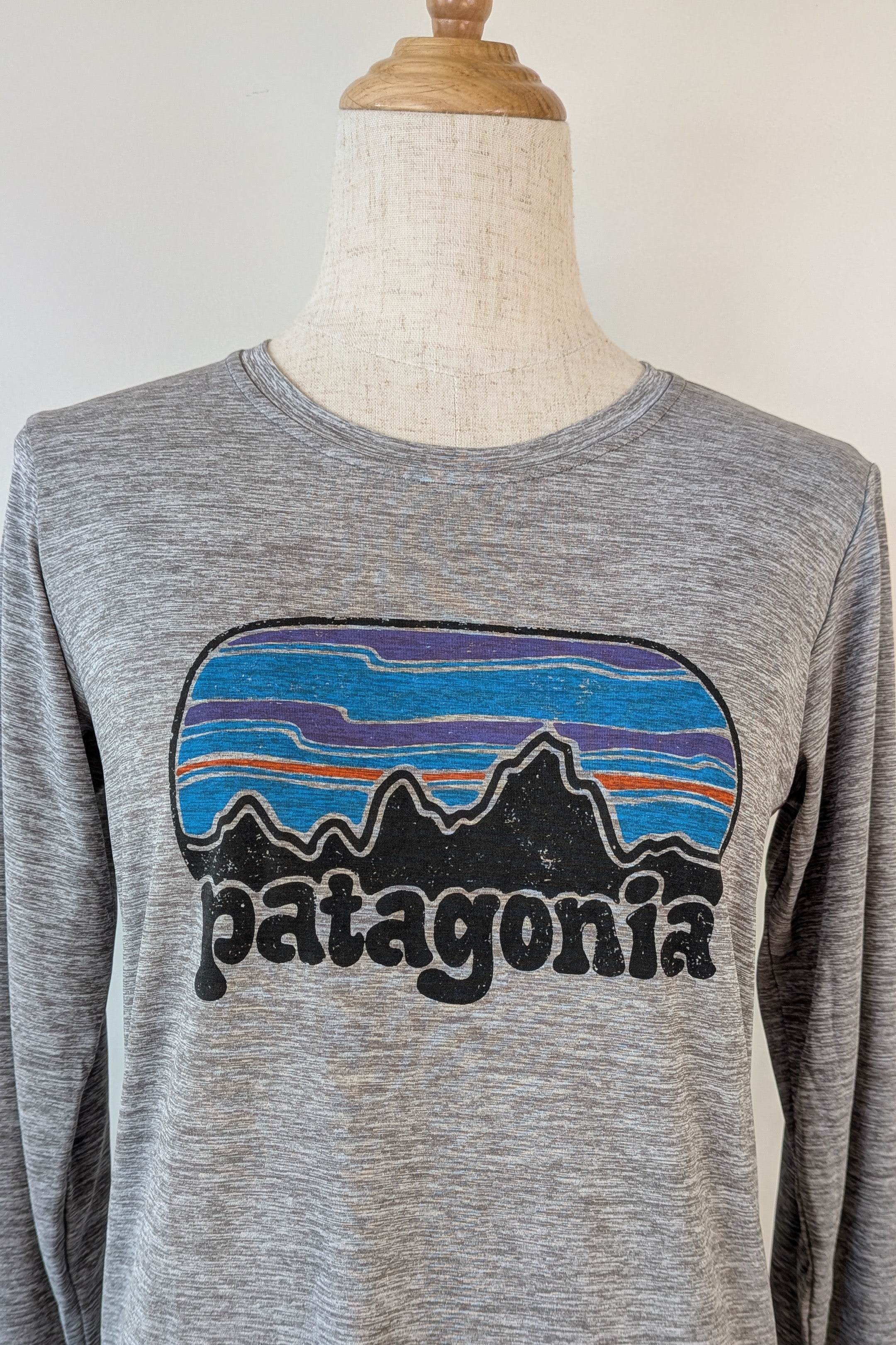 Patagonia Long Sleeved Capilene Cool Daily Graphic Shirt in Feather Grey Shirt Size XS Brand New With Tags RRP $79.95