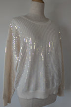 Vine Apparel White Wool Blend Iridescent Sequin Jumper Size M/L