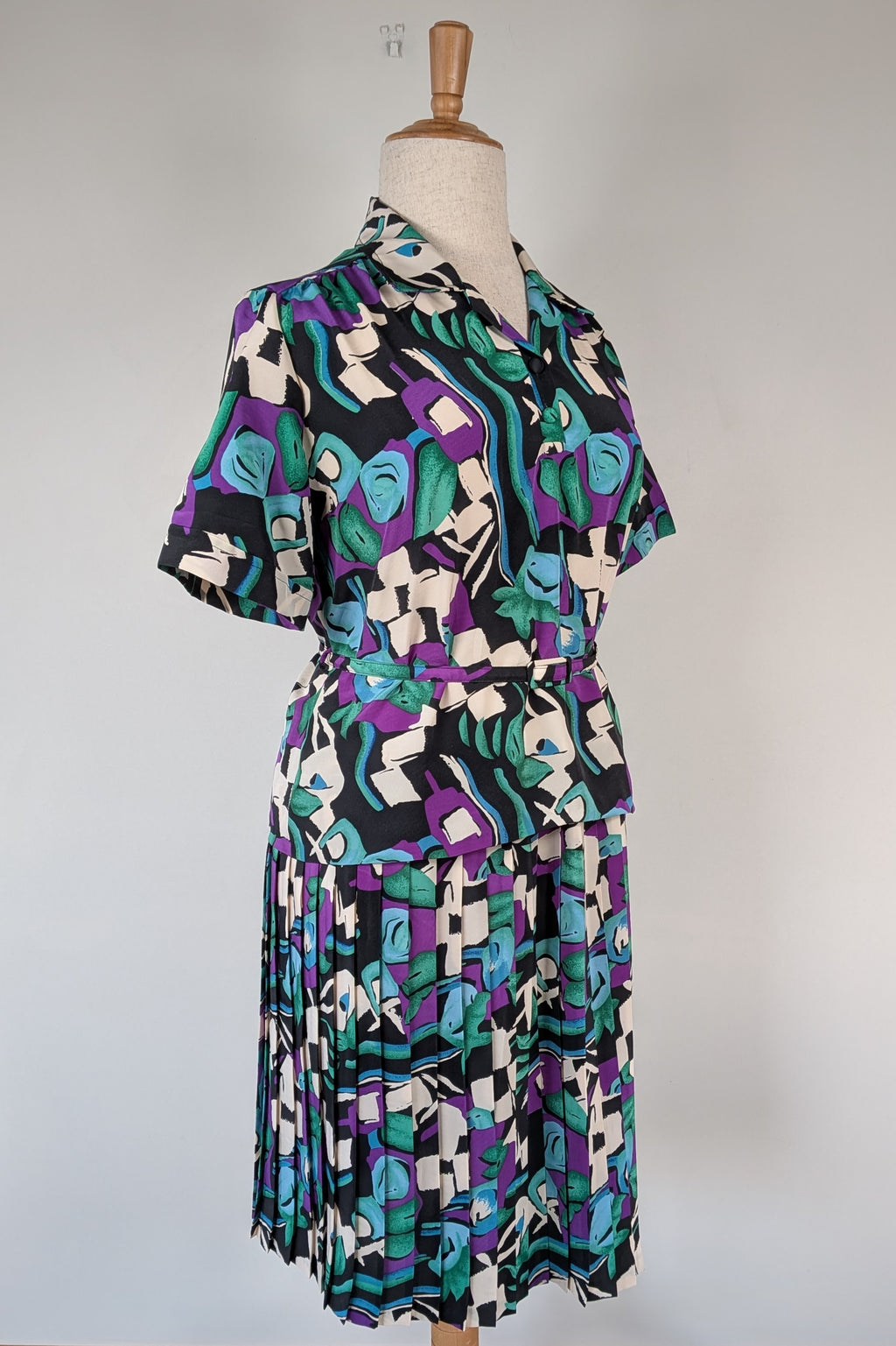 Vintage 80s Styled By Antonia Abstract Pattern Dress Size 16