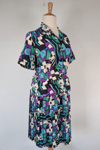 Vintage 80s Styled By Antonia Abstract Pattern Dress Size 16