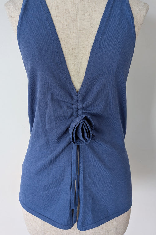 Beyond Her Lillian Rosette Top in Dusty Blue Size 10 Brand New With Tags RRP $79.95