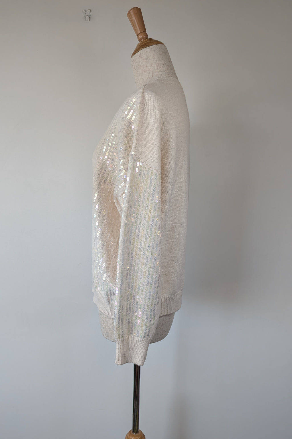 Vine Apparel White Wool Blend Iridescent Sequin Jumper Size M/L