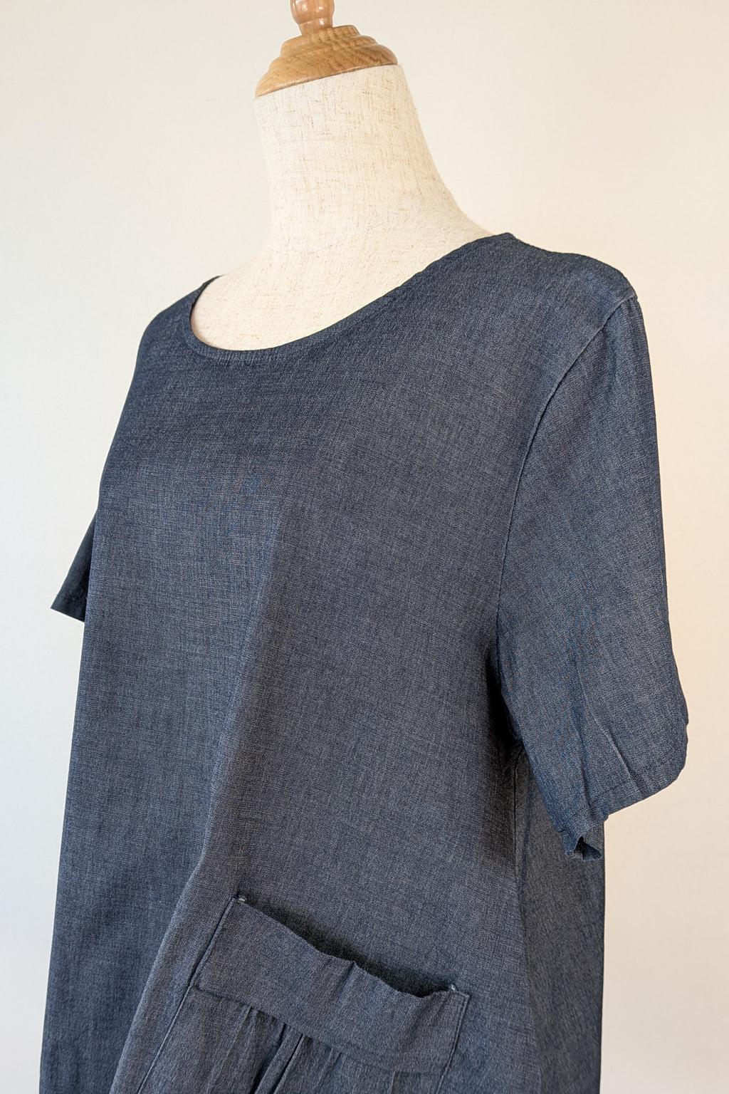158C Blue Denim Cotton Blend Top in One Size