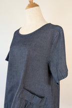 158C Blue Denim Cotton Blend Top in One Size