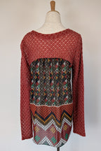 Ellis & Dewey White Label Red Wool Blend Panel Cardigan Size S