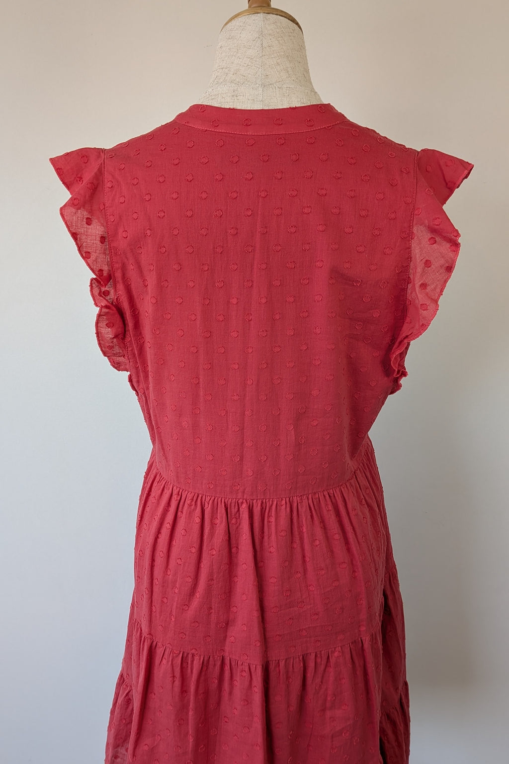 French Connection Geranium Polka Dot 100% Cotton Flutter Sleeve Dress Size 8