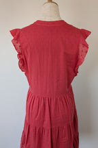 French Connection Geranium Polka Dot 100% Cotton Flutter Sleeve Dress Size 8