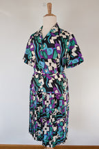 Vintage 80s Styled By Antonia Abstract Pattern Dress Size 16