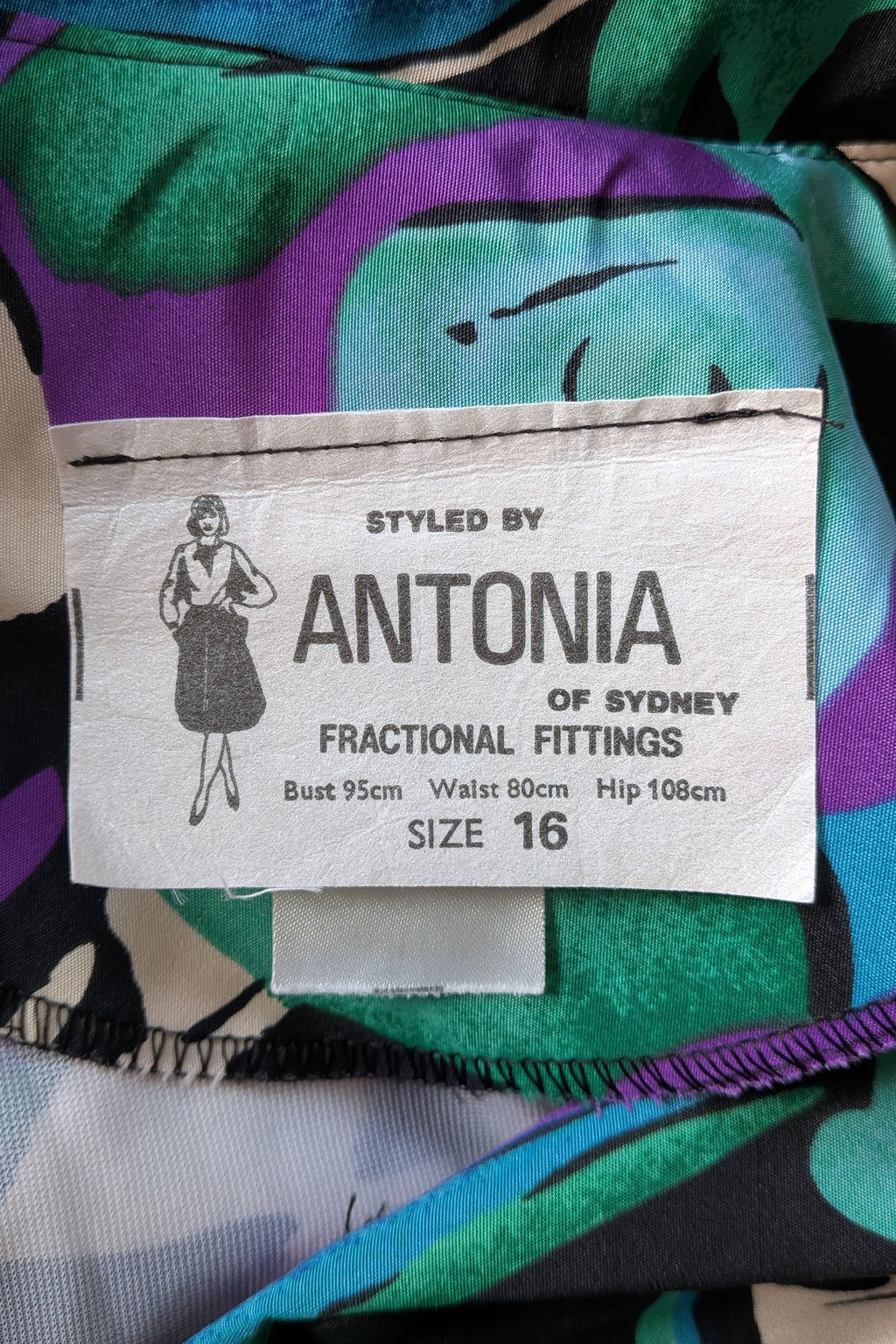 Vintage 80s Styled By Antonia Abstract Pattern Dress Size 16