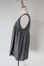 Montaigne Grey Pur Frayed Singlet Top in Linen Size S