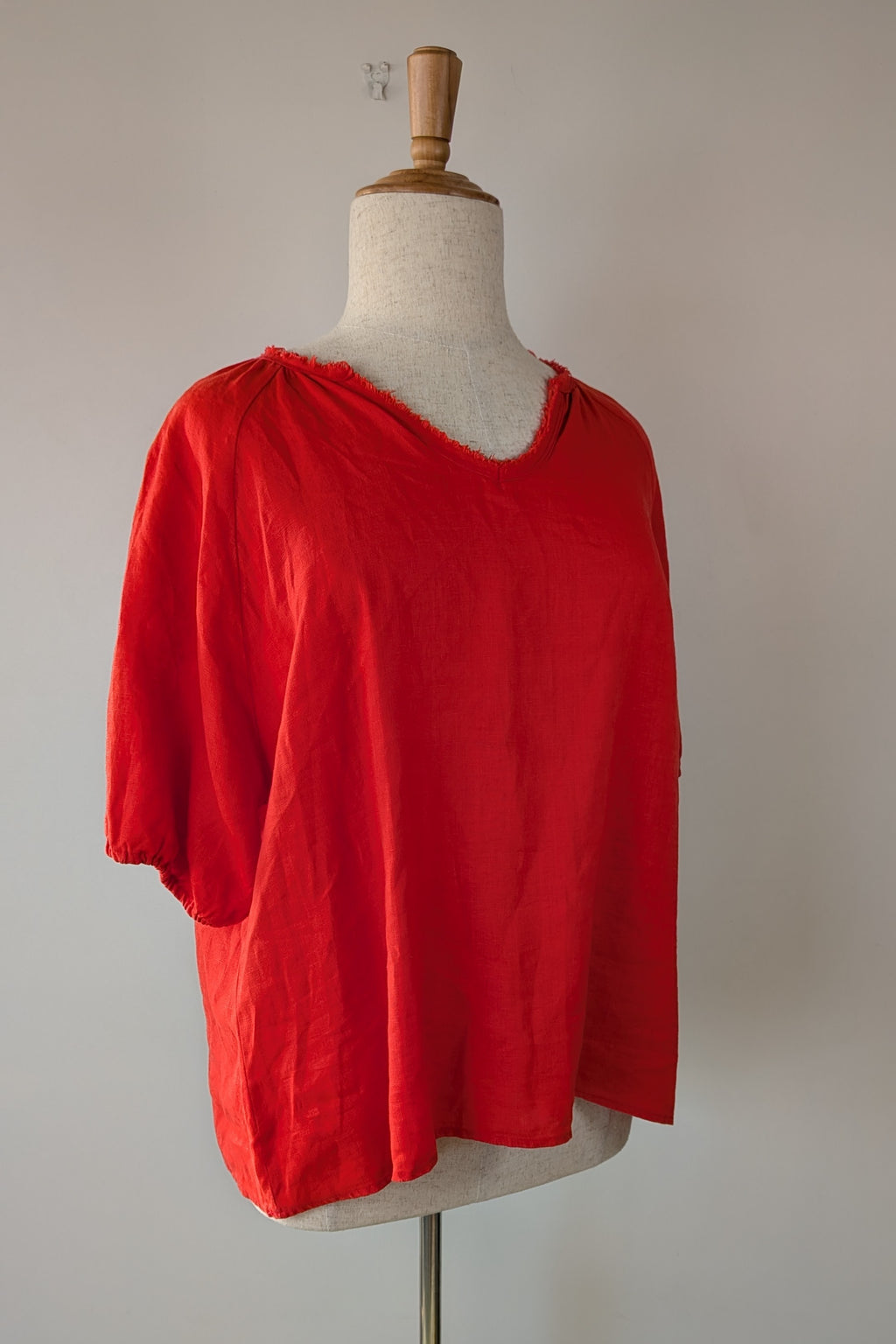 Soul Sparrow Red 100% Linen Top Size XL