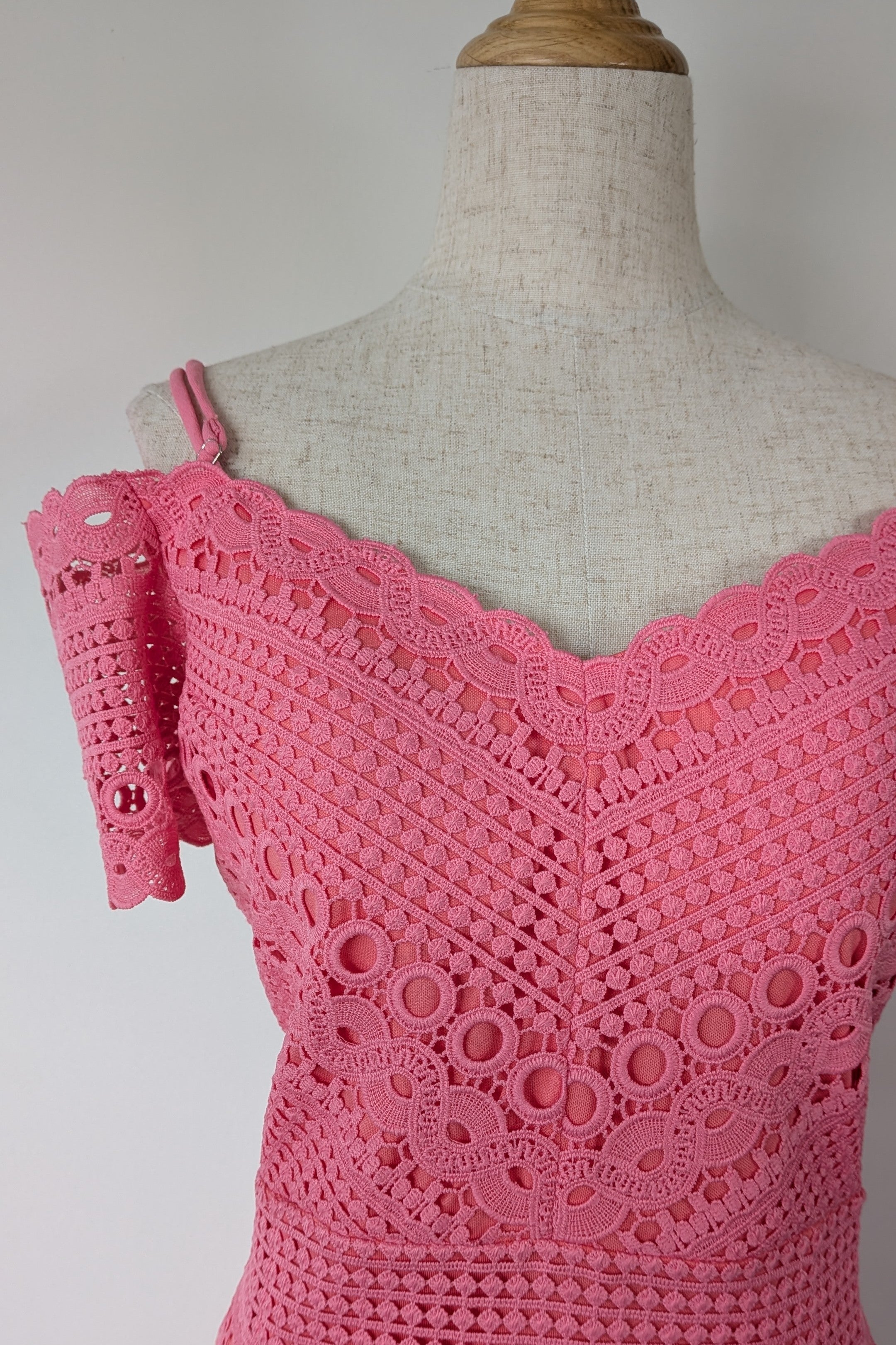 Mei Mei Pink Lace Midi Dress Size 14 Brand New With Tags