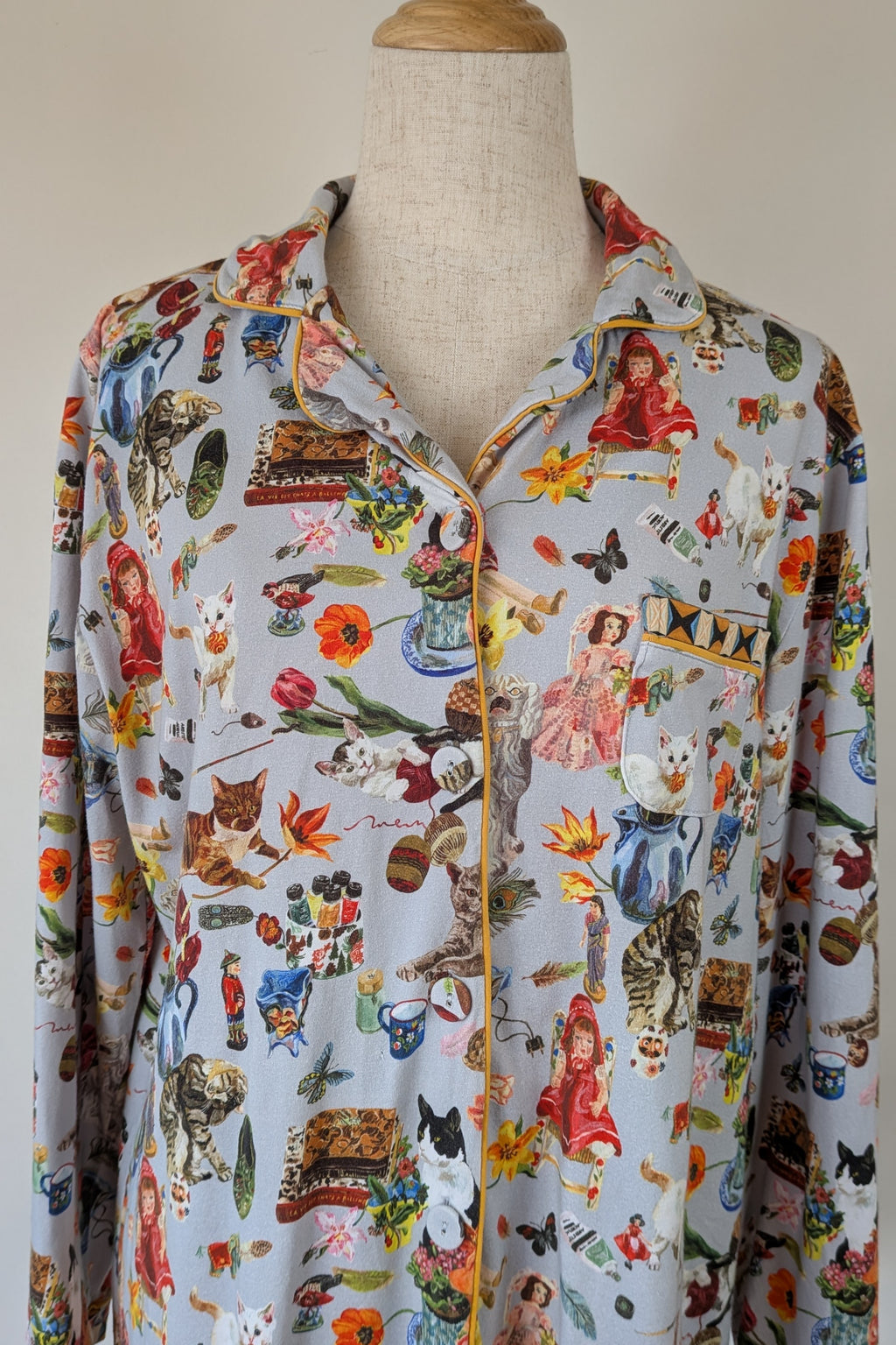 Blue Illusion x Nathalie Lété House of Cats PJ Top Size S