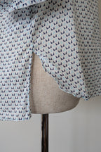 Country Road Blue Geometric Cotton Puff Sleeve Shirt Size S