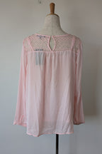 Liz Jordan Designer Collection Rue De Renne Pink Lace Trim Top Size 14 BNWT RRP $99.95