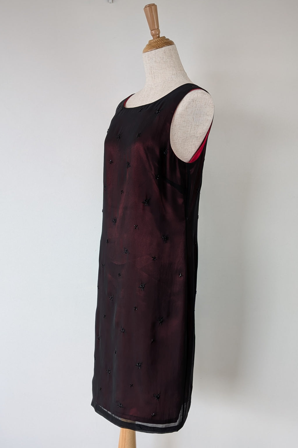 Vintage Y2K Suzanne Grae Red & Black Overlay Dress Size 12