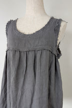 Montaigne Grey Pur Frayed Singlet Top in Linen Size S