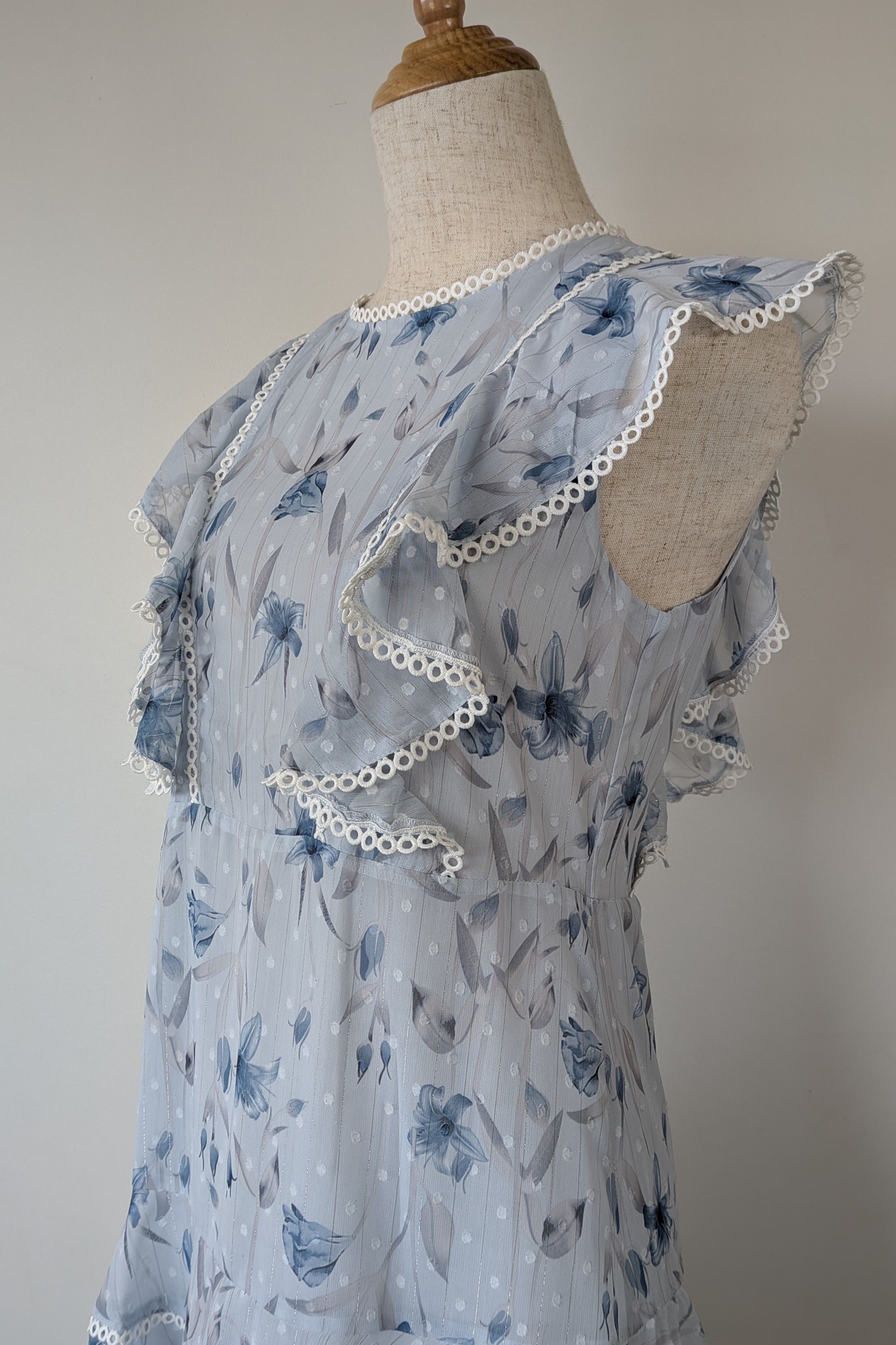 Bardot Junior Sadie Trim Dress in Blue Lily Size 16