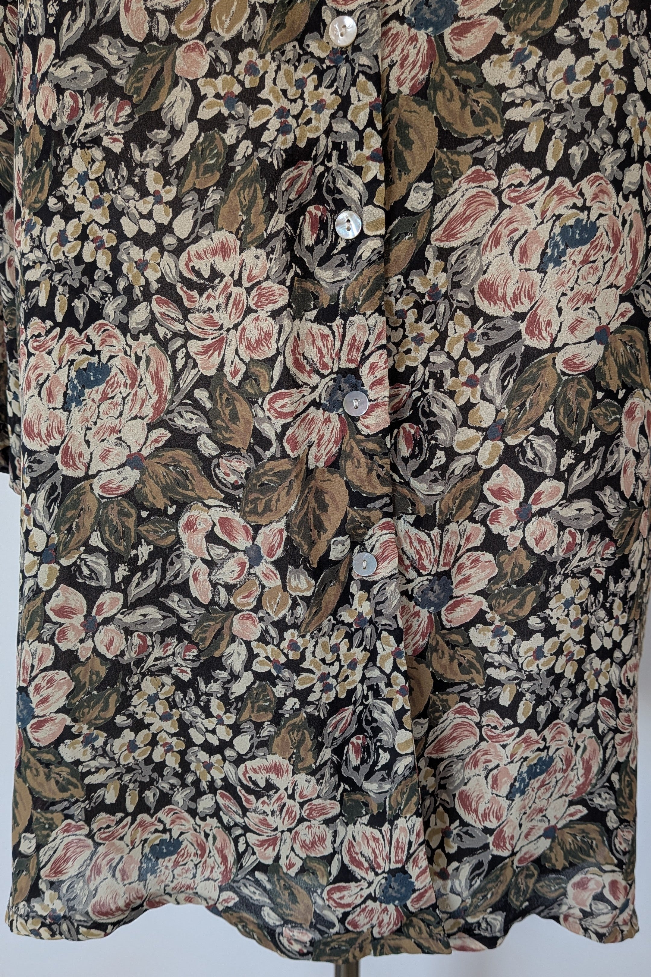 Vintage 90s Peter Andrew Earthy Floral Shirt Size 16