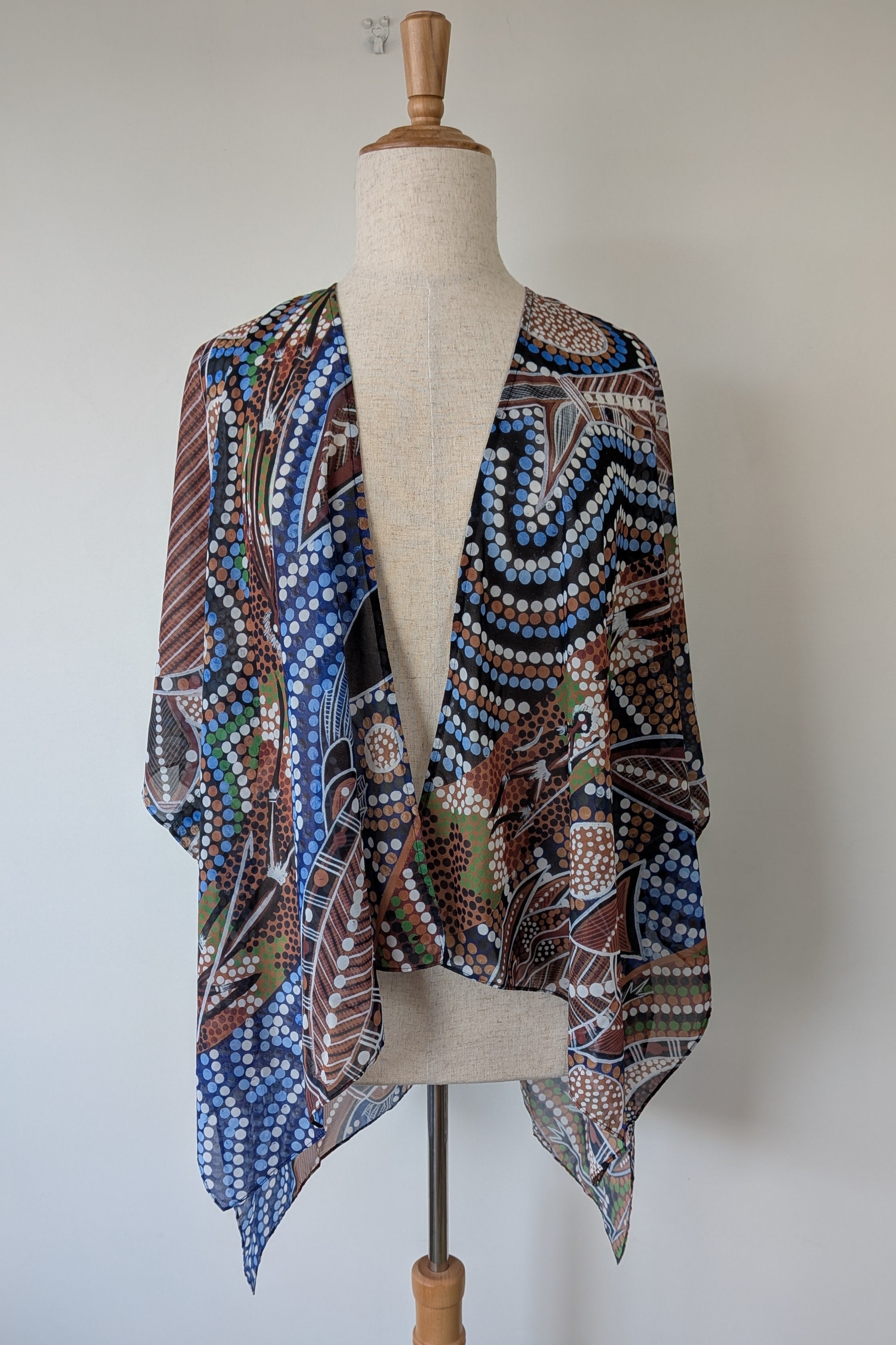 Lore Clothing Co. Aboriginal Art Healing Land Rivers Sea and Ocean Chiffon Shawl One Size Brand New With Tags RRP $64.95