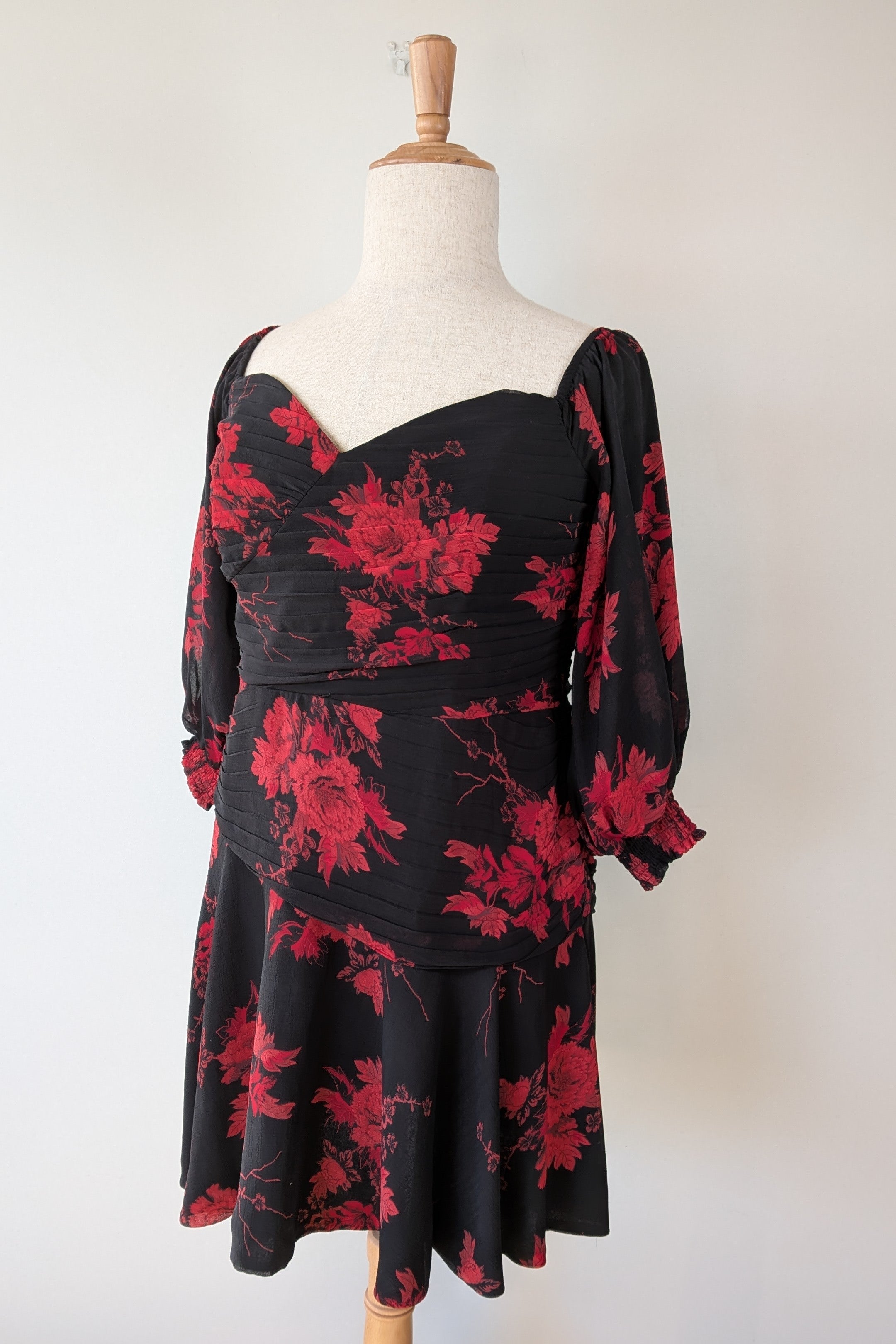 City Chic Crimson Garden Ruched Off The Shoulder Dress Size S