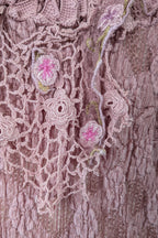 Lace Palace Antique Lace Crochet Pink Fairycore Tunic Top Size S/M
