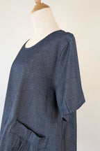 158C Blue Denim Cotton Blend Top in One Size