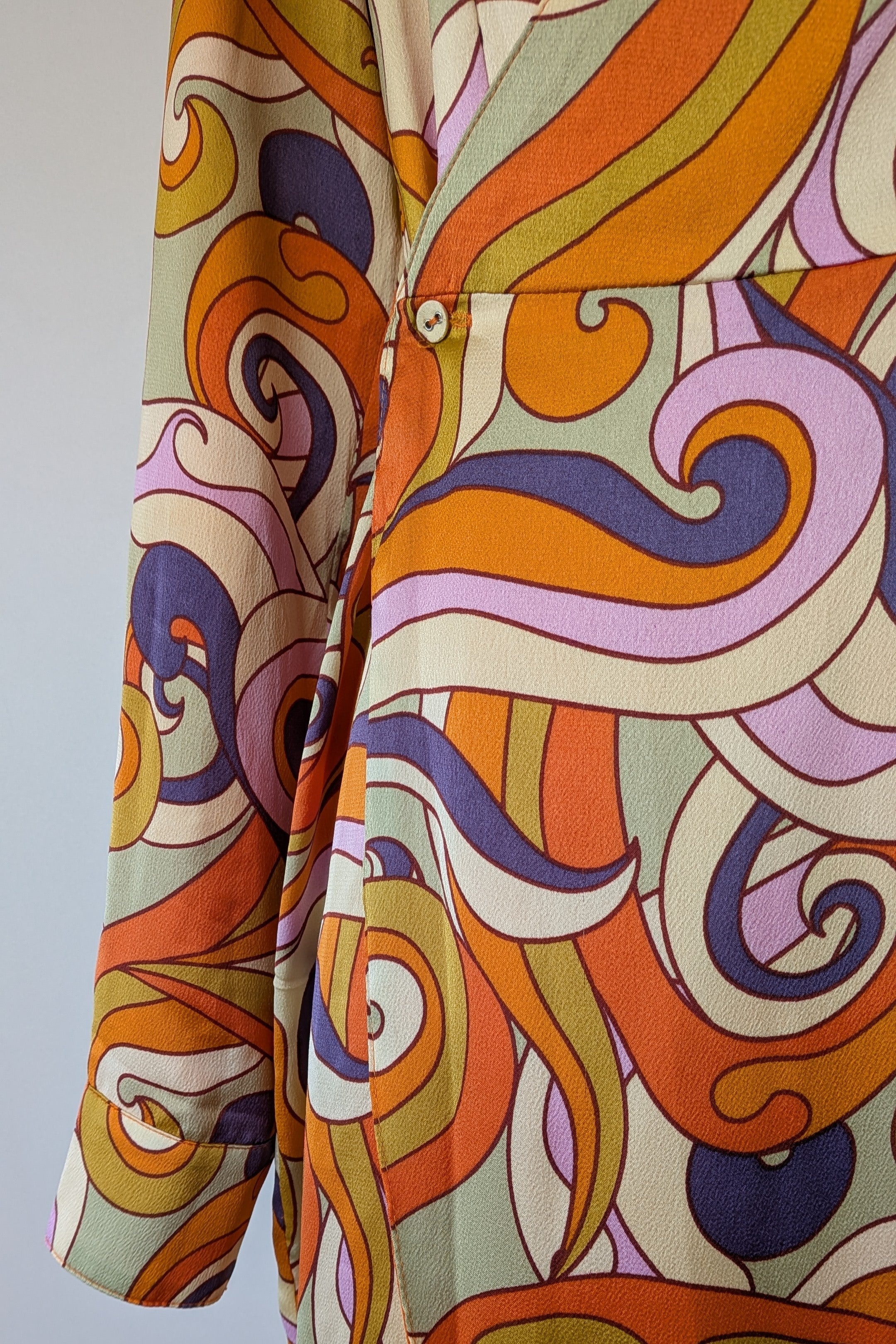 Never Fully Dressed Retro Groove Orange Wrap Midi Dress Size S