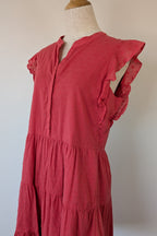 French Connection Geranium Polka Dot 100% Cotton Flutter Sleeve Dress Size 8